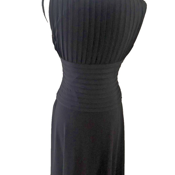 Womens Sz 6 Calvin Klein Black A Line Pleat top Wrap Waist fitn flare Sleeveless - Picture 5 of 9